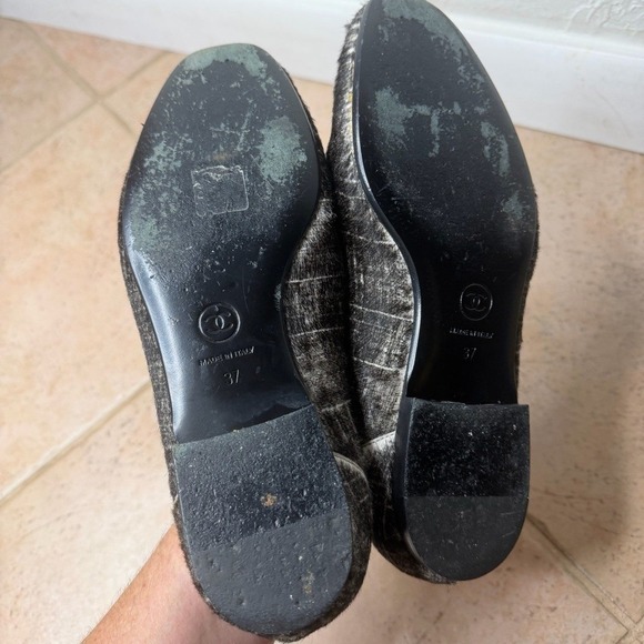 Chanel Pony Hair Check CC Logo Loafers Women's Euro 37 US 6.5 Slip On Y2K Preppy - Picture 4 of 16
